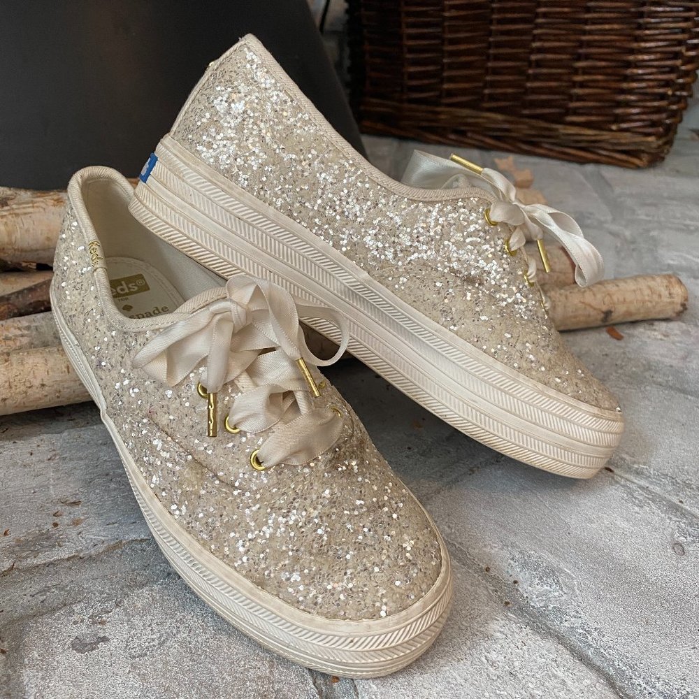 Keds for Kate Spade Glitter Lace-Up Sneakers Womens Size 6